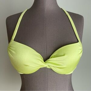 Lime Green Twist Front halter Bikini Top